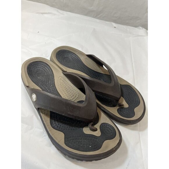 CROCS BROWN FLIP FLOP THONG SANDALS MENS 7 / WOMENS 9 - Picture 9 of 14